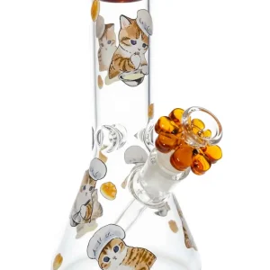10 Inch 5mm Amber Chef Cat Beaker Bong