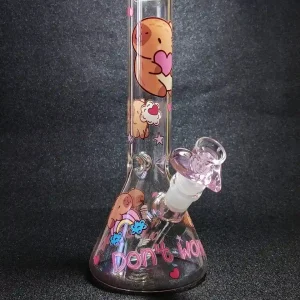 10-Inch Capybara Heart Beaker Bong with Aqua Blue Graphics