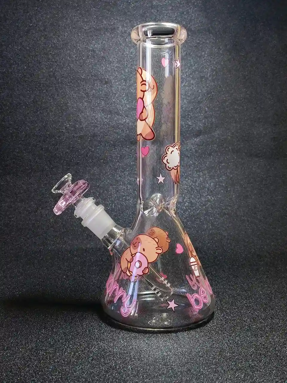 10-Inch Capybara Heart Beaker Bong with Aqua Blue Graphics - Image 2