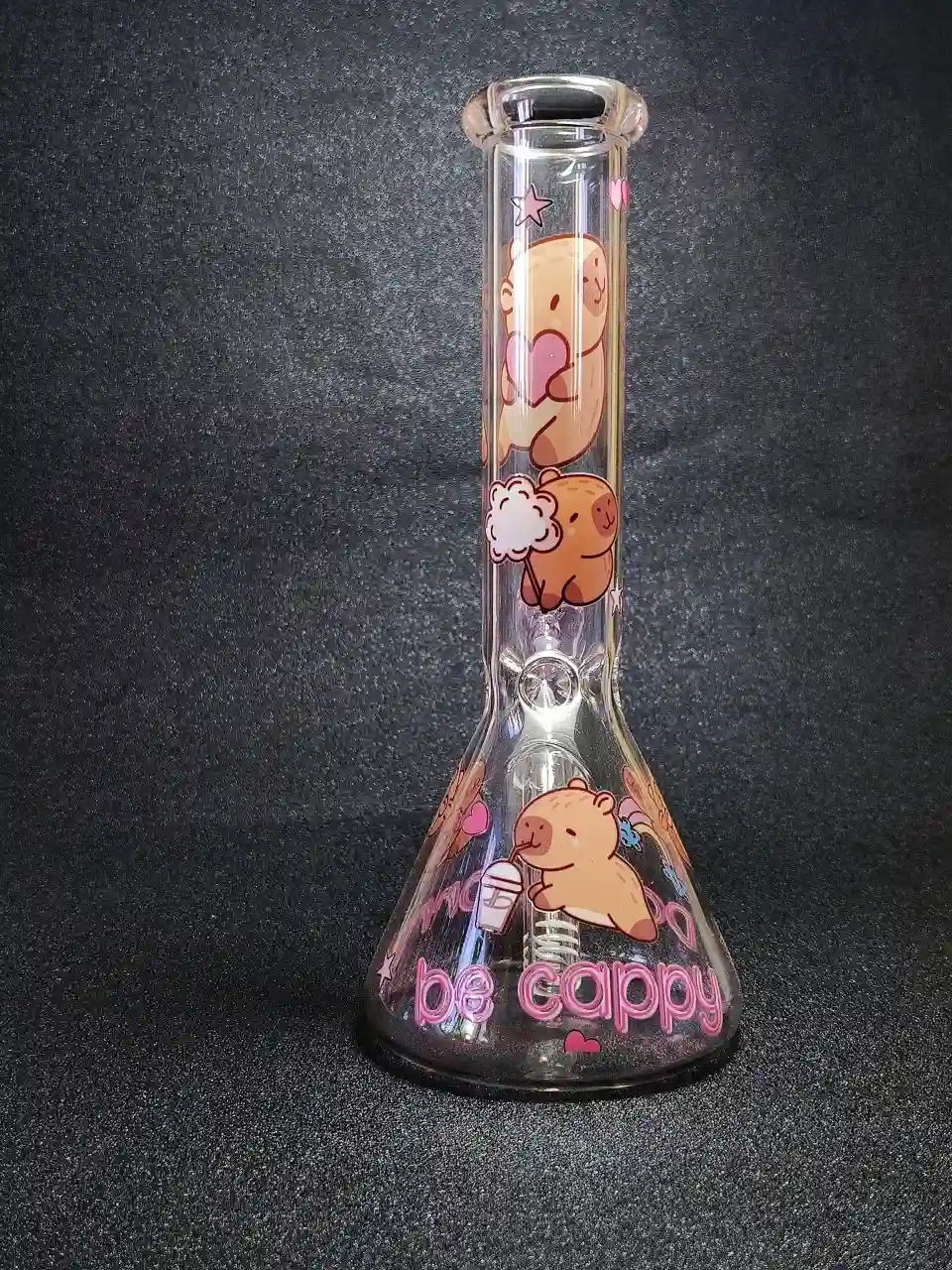 10-Inch Capybara Heart Beaker Bong with Aqua Blue Graphics - Image 3