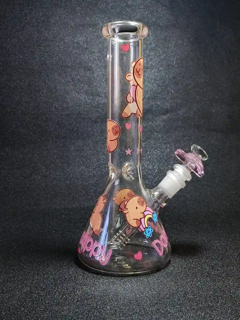 10-Inch Capybara Heart Beaker Bong with Aqua Blue Graphics - Image 4