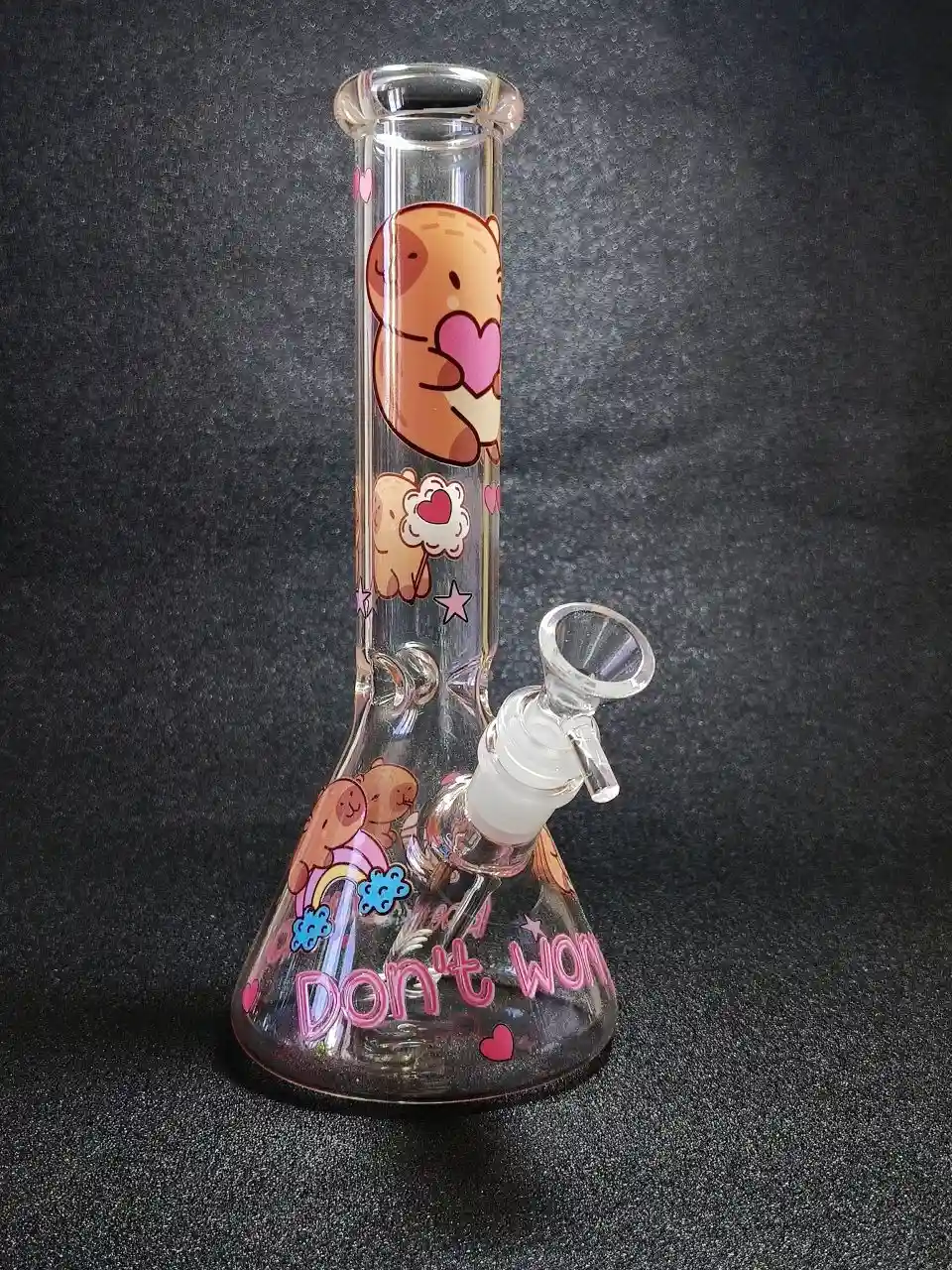 10-Inch Capybara Heart Beaker Bong with Aqua Blue Graphics - Image 5