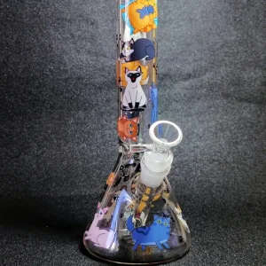 10-Inch Cat Lover Beaker Bong in Clear Borosilicate Glass