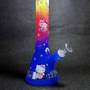 10-Inch Deep Sea Neon Mermaid Hello Kitty Beaker Glass Bong