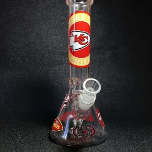 10-Inch Kansas City Chiefs Inspired Red & Gold Beaker Glass Bong