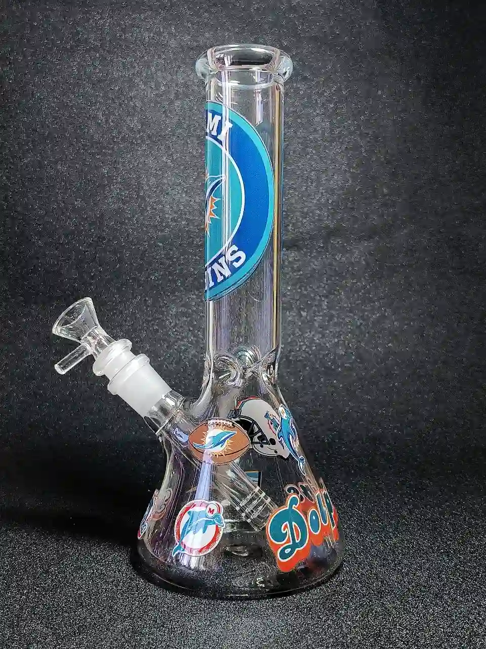 10-Inch Miami Dolphins Aqua Beaker Glass Bong - Image 2