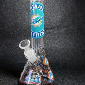 10-Inch Miami Dolphins Aqua Beaker Glass Bong