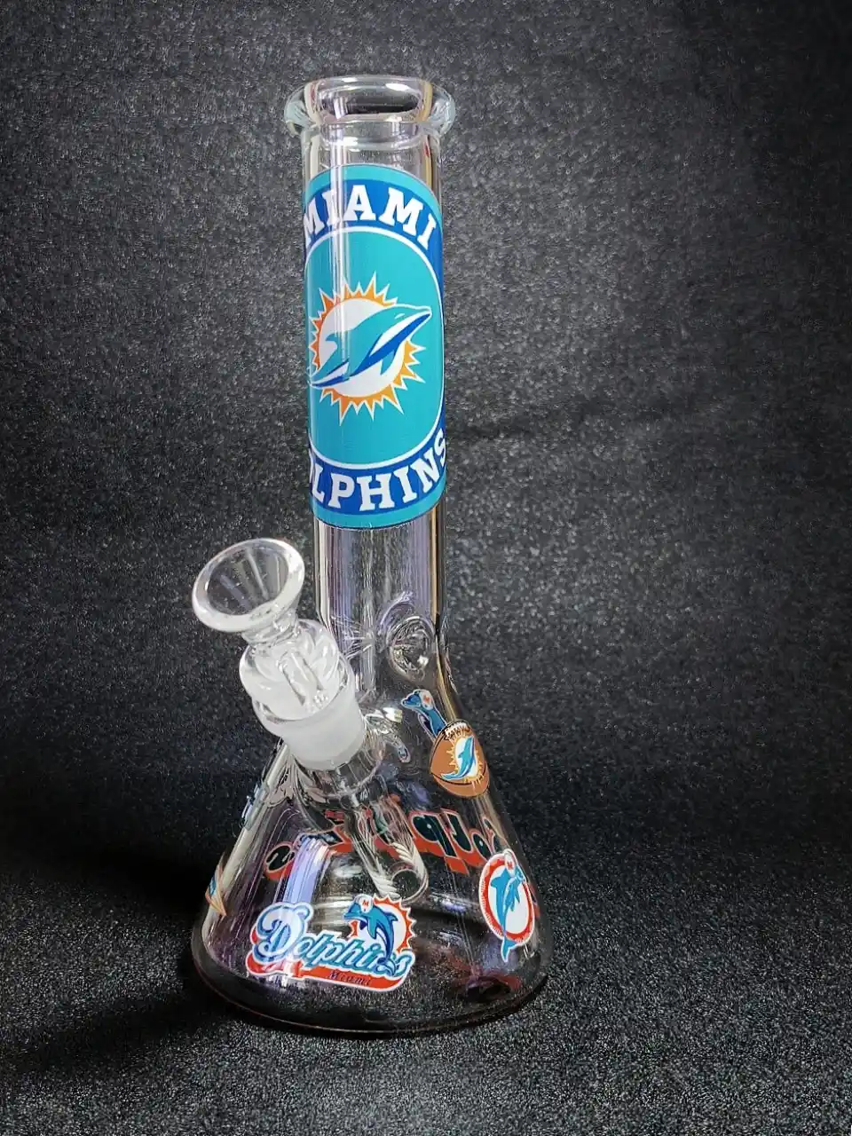 10-Inch Miami Dolphins Aqua Beaker Glass Bong