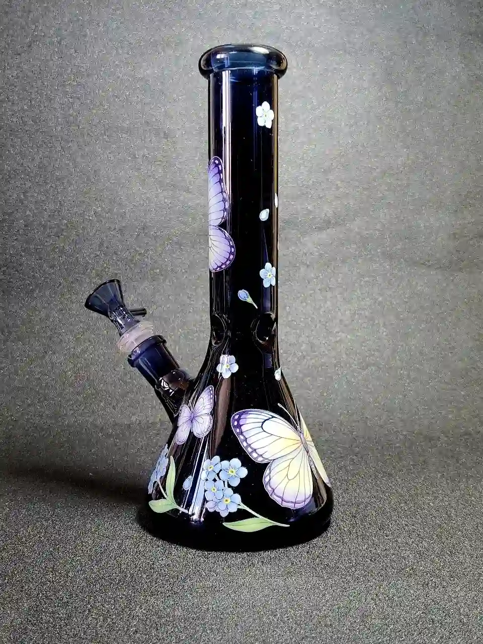 10-Inch Midnight Butterfly Garden Borosilicate Glass Beaker Bong - Image 3