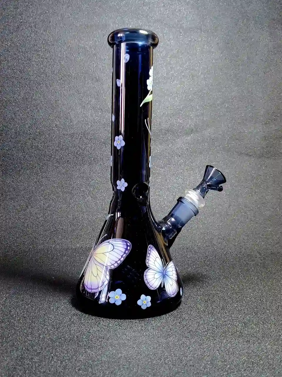 10-Inch Midnight Butterfly Garden Borosilicate Glass Beaker Bong - Image 4