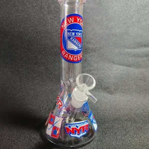 10 Inch New York Rangers Beaker Bong with Ice Pinch