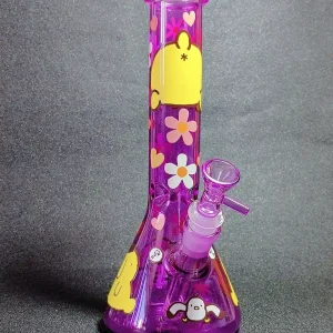10-Inch Pompompurin Peachy Mood Purple Beaker Glass Bong