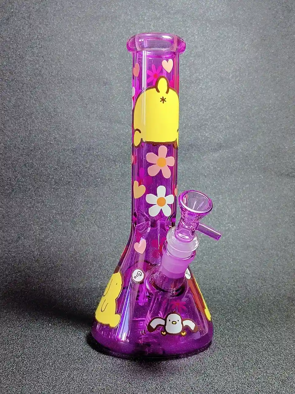 10-Inch Pompompurin Peachy Mood Purple Beaker Glass Bong