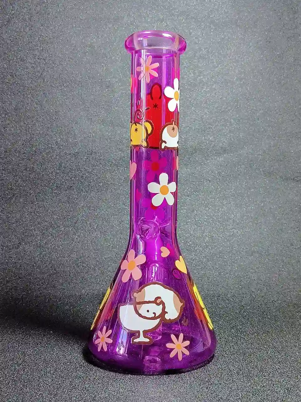 10-Inch Pompompurin Peachy Mood Purple Beaker Glass Bong - Image 2