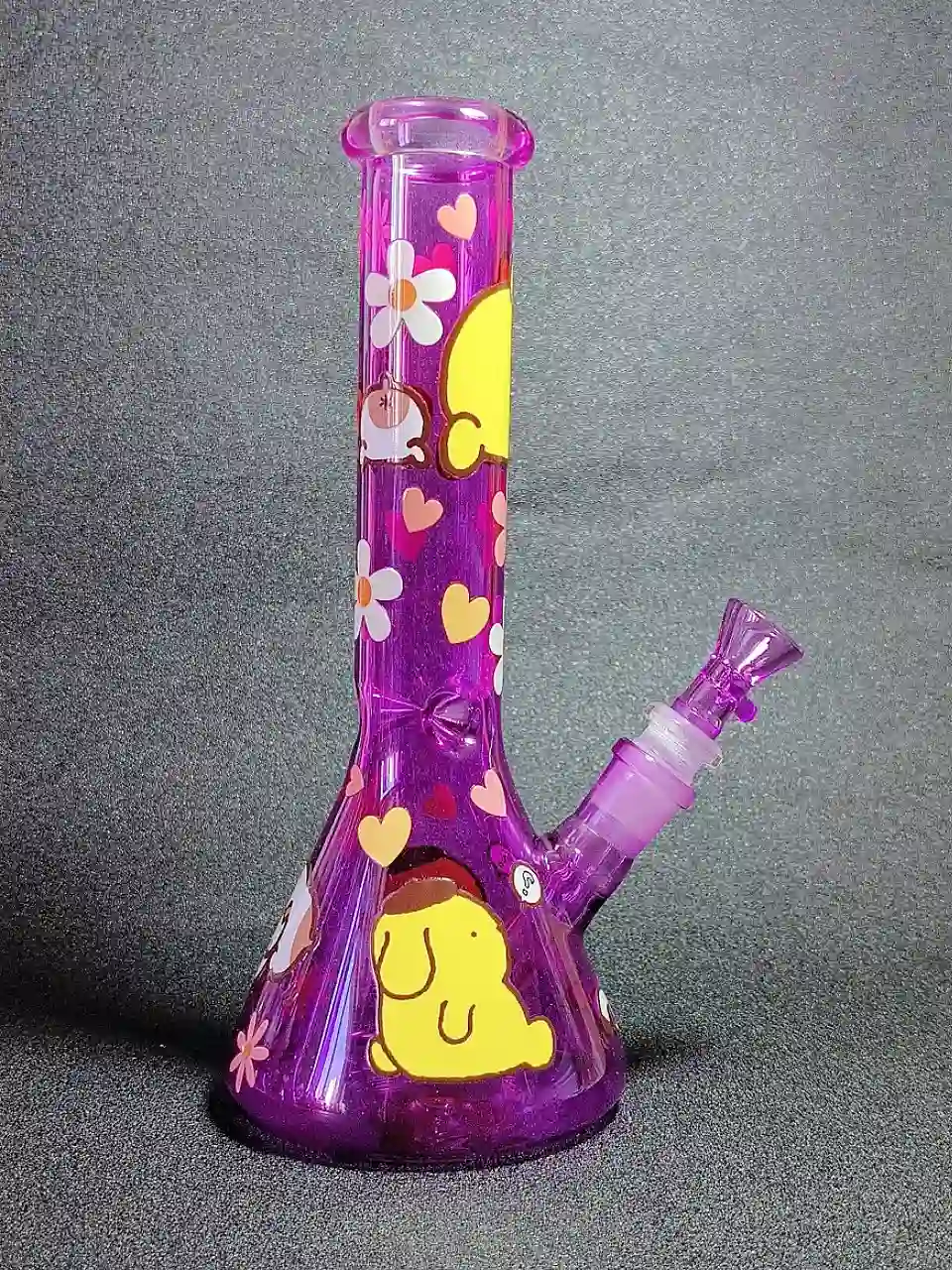 10-Inch Pompompurin Peachy Mood Purple Beaker Glass Bong - Image 3