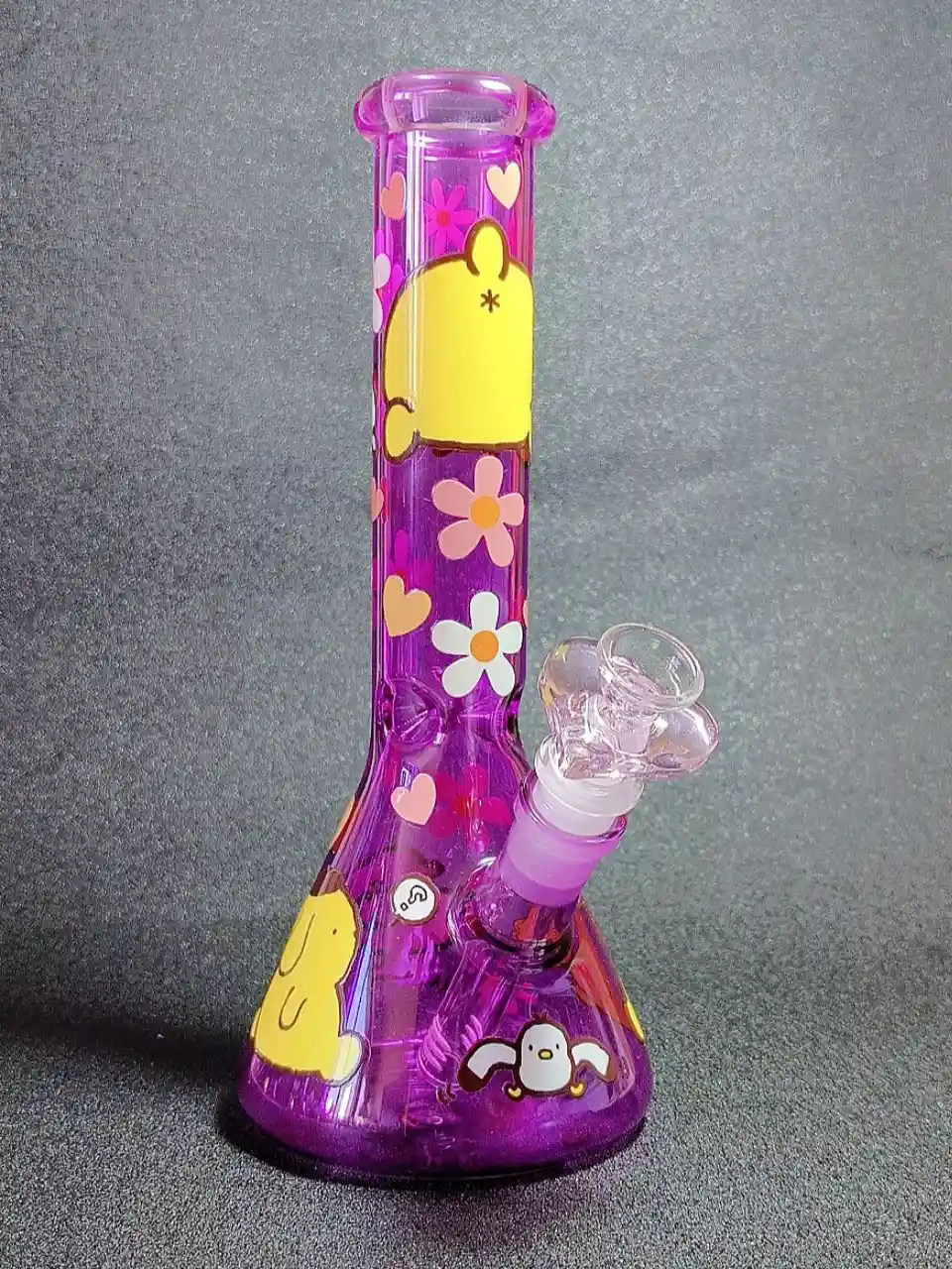 10-Inch Pompompurin Peachy Mood Purple Beaker Glass Bong - Image 4