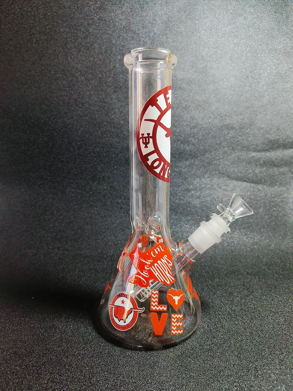 10 Inch Texas Longhorns Inspired Beaker Glass Bong - Image 2