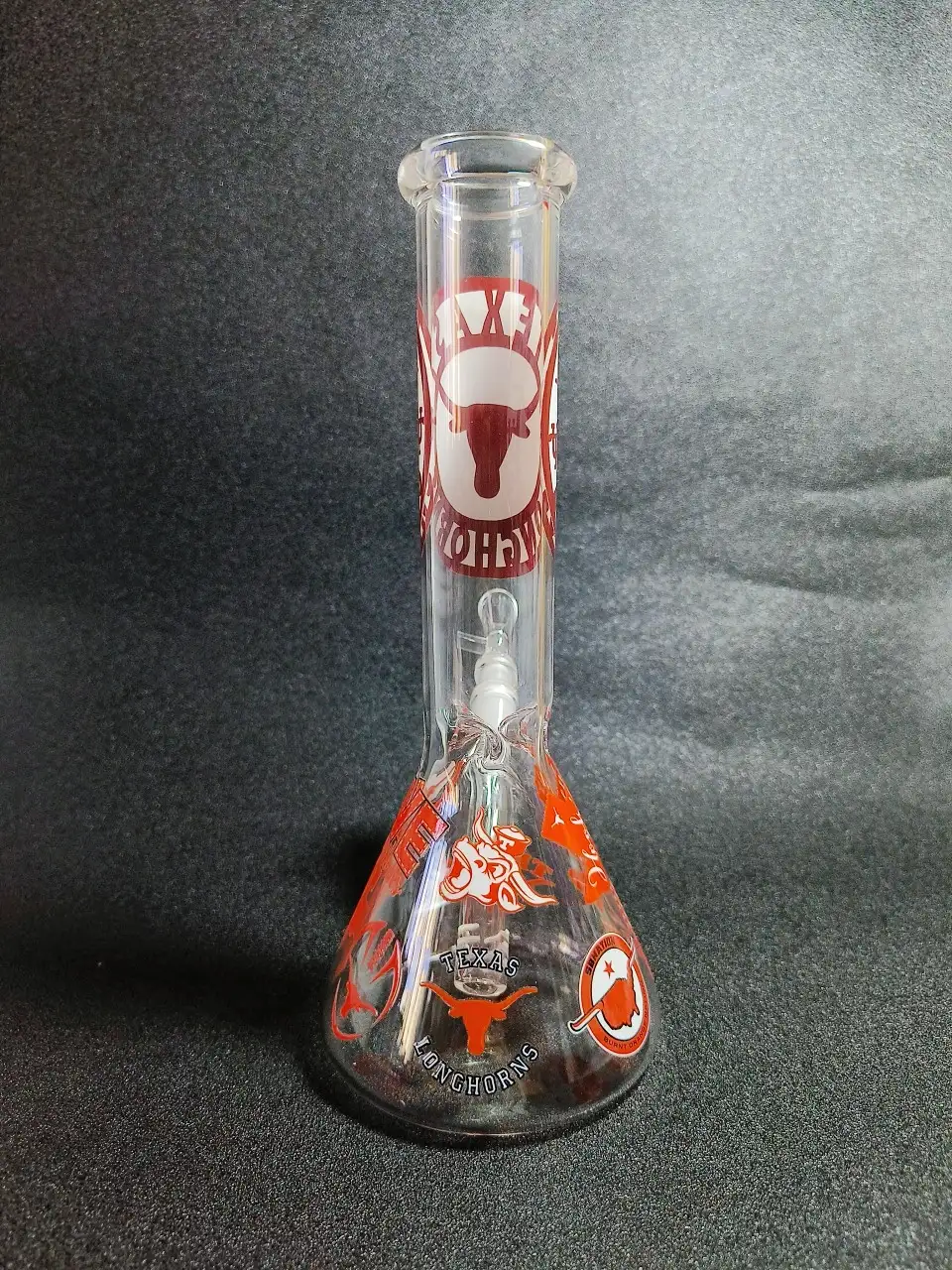 10 Inch Texas Longhorns Inspired Beaker Glass Bong - Image 3