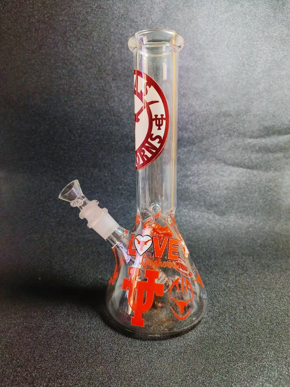 10 Inch Texas Longhorns Inspired Beaker Glass Bong - Image 4