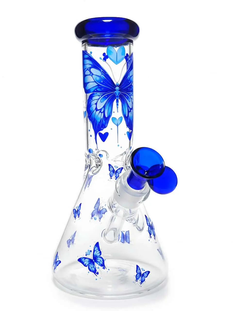 10 Inch Blue Butterfly Beaker Bong in 5mm Borosilicate Glass