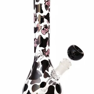 10 Inch Cow Print Beaker Glass Bong