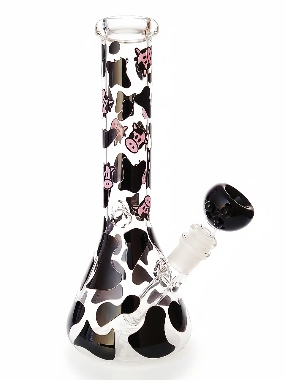 10 Inch Cow Print Beaker Glass Bong