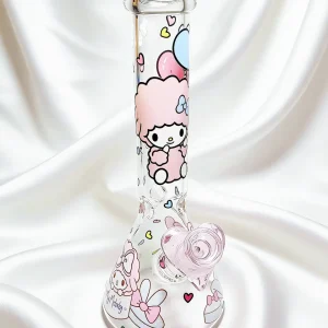 10-Inch Pink My Sweet Piano Borosilicate Glass Beaker Bong
