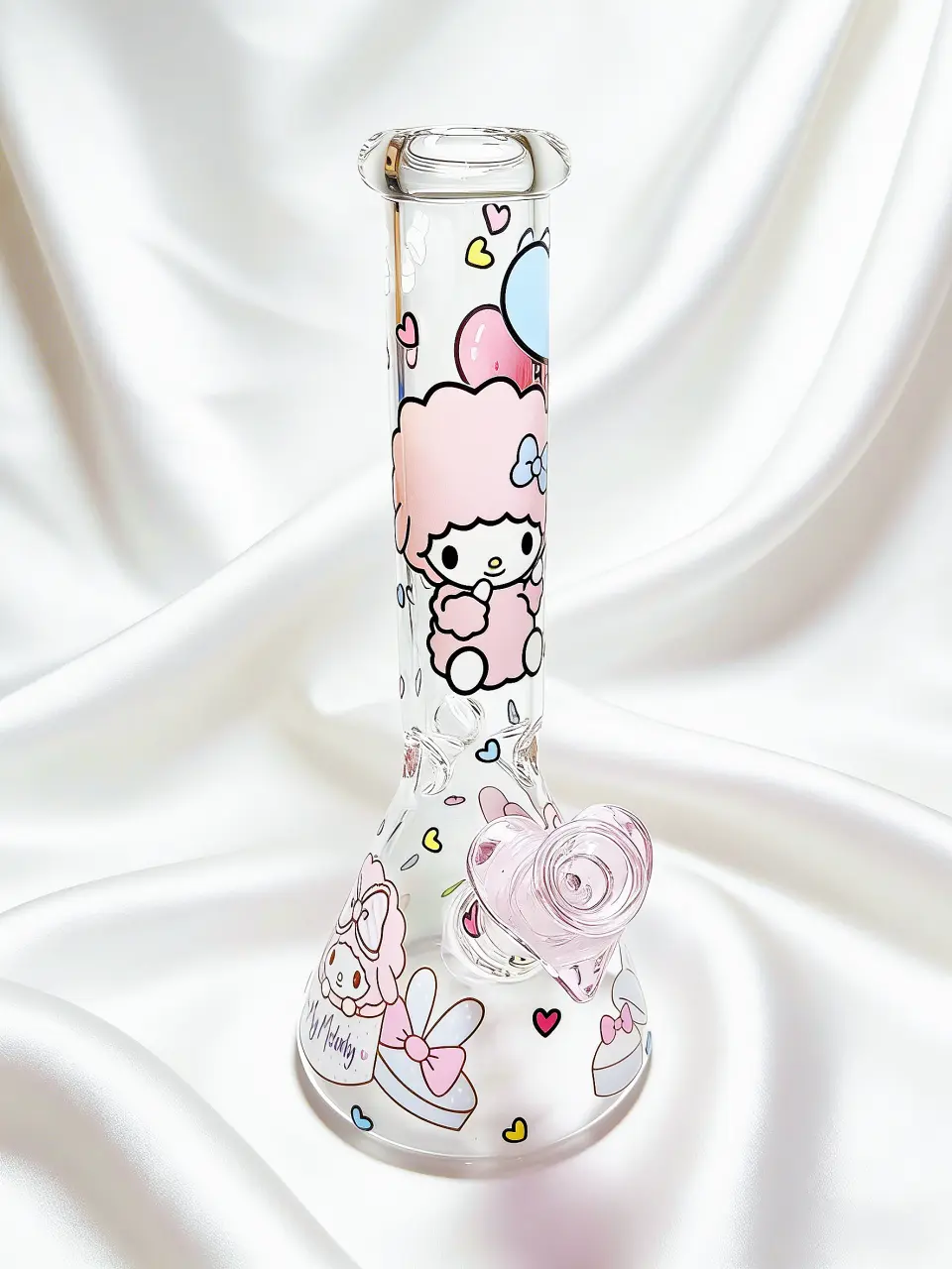 10-Inch Pink My Sweet Piano Borosilicate Glass Beaker Bong