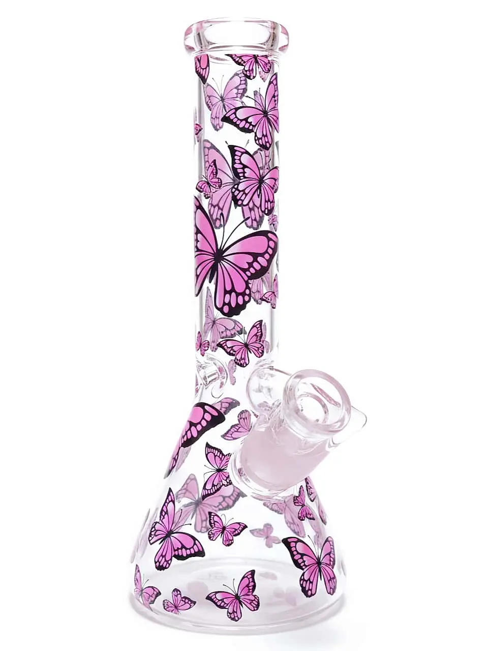 10 Inch Pink Butterfly Beaker Glass Bong - Image 4