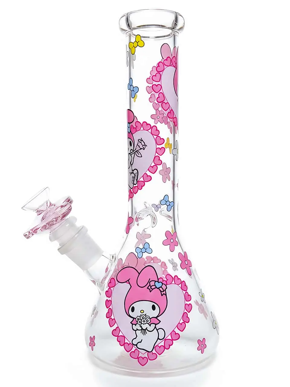 10-Inch Pink Heart My Melody Glass Beaker Bong - Image 2