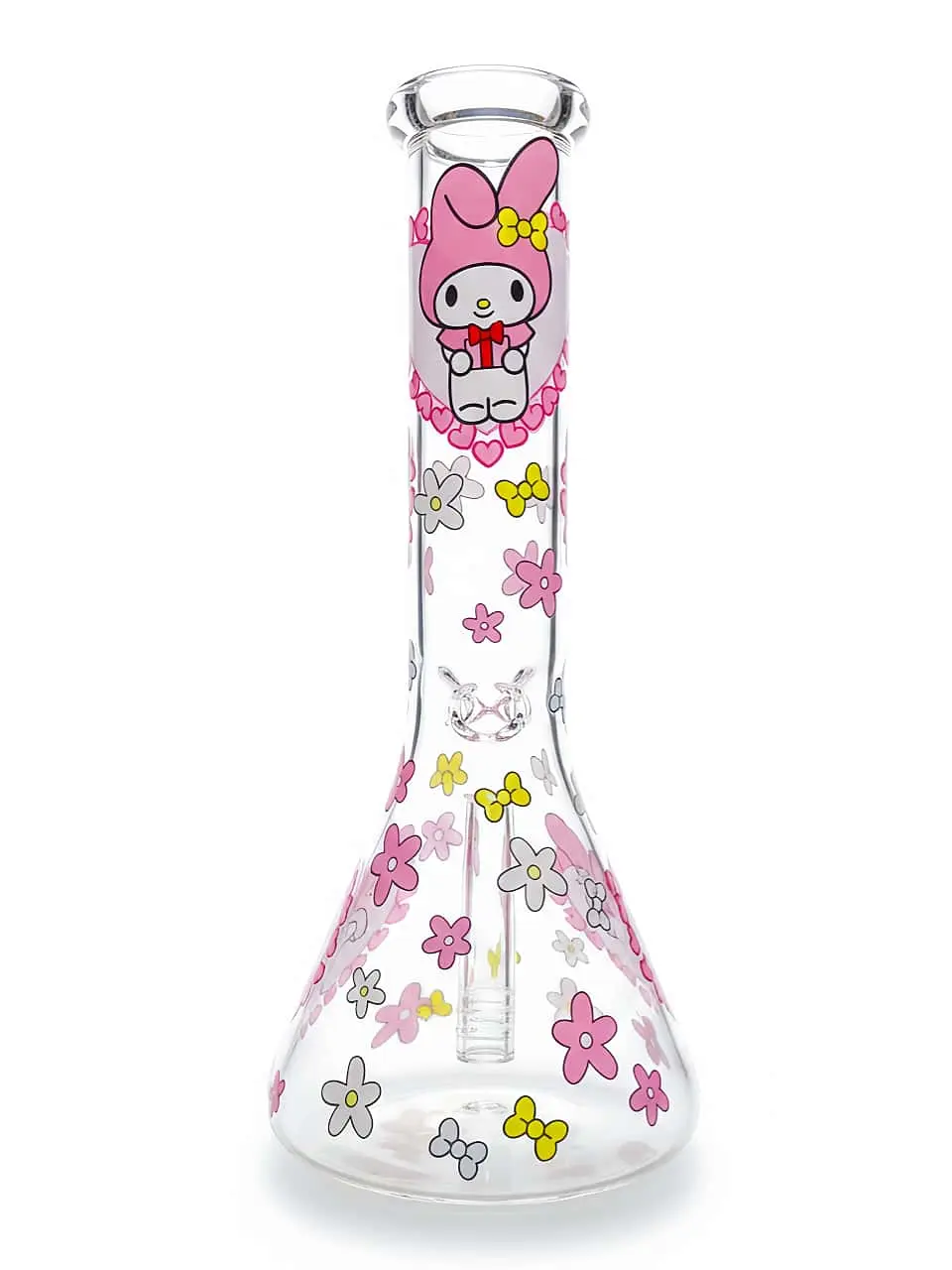 10-Inch Pink Heart My Melody Glass Beaker Bong - Image 3
