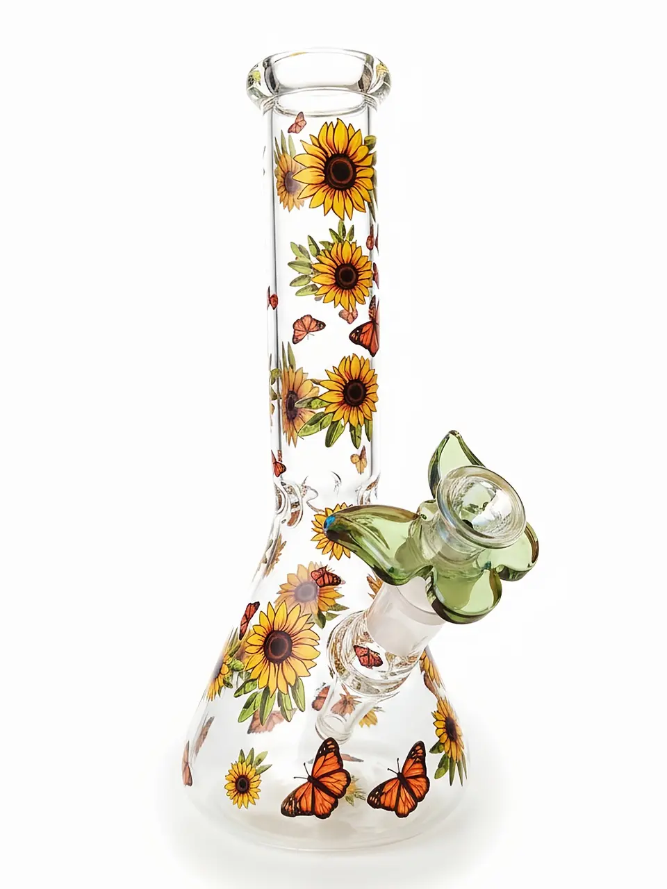 10 Inch Sunflower & Butterfly Beaker Glass Bong - Image 5