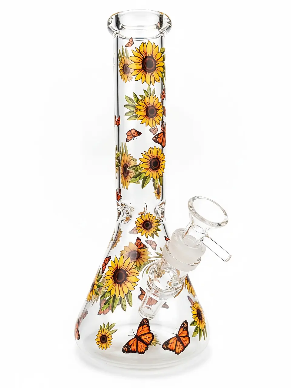 10 Inch Sunflower & Butterfly Beaker Glass Bong - Image 4