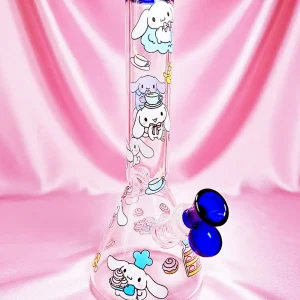 Sweetheart Cinnamoroll 10-Inch Beaker Glass Bong with Sky-Blue Accents