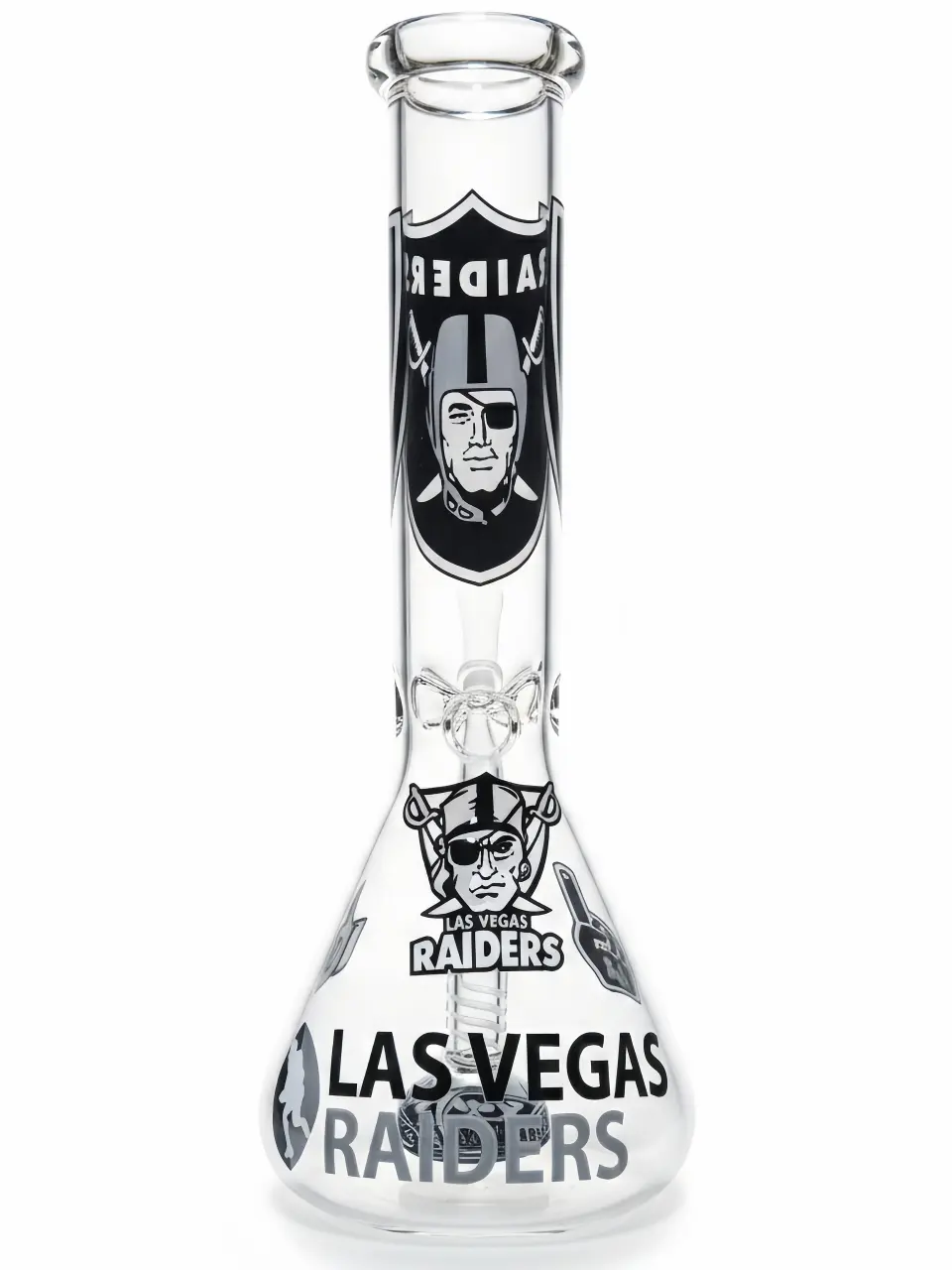 10-Inch Las Vegas Raiders Pirate Logo Beaker Glass Bong - Image 2