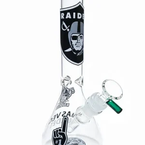 10-Inch Las Vegas Raiders Pirate Logo Beaker Glass Bong
