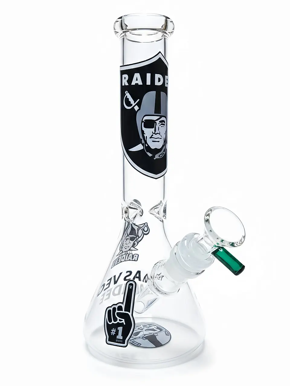 10-Inch Las Vegas Raiders Pirate Logo Beaker Glass Bong