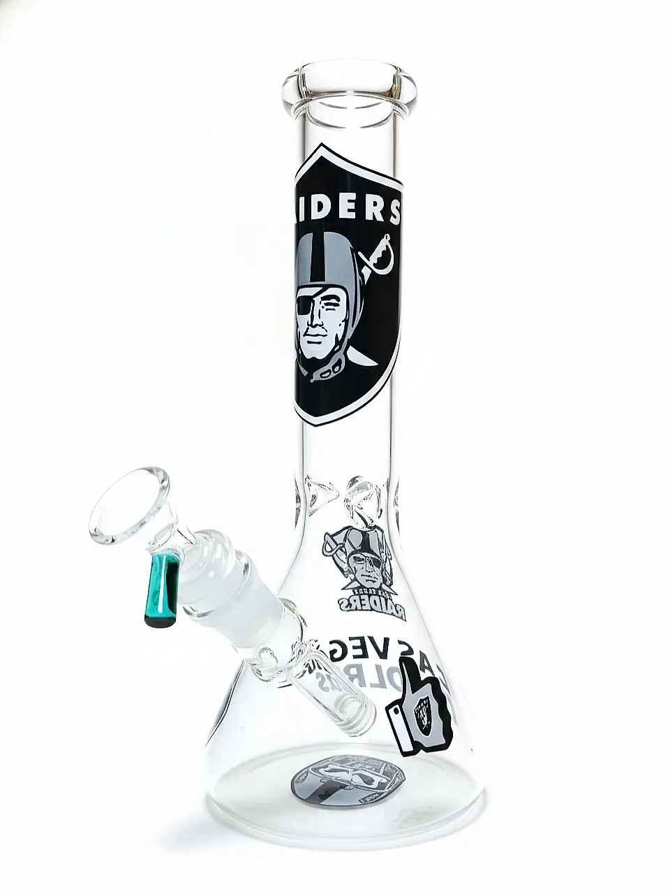10-Inch Las Vegas Raiders Pirate Logo Beaker Glass Bong - Image 3