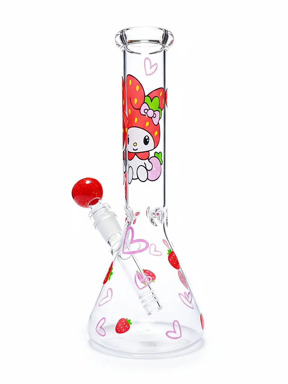 10-Inch My Melody-Inspired Strawberry Sweetheart Beaker Glass Bong - Image 2