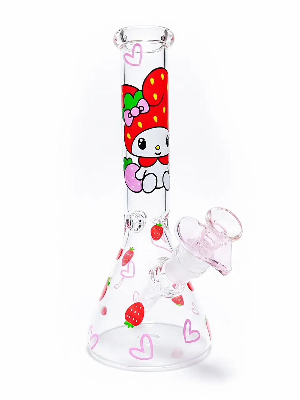 10-Inch My Melody-Inspired Strawberry Sweetheart Beaker Glass Bong - Image 3