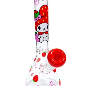 10-Inch My Melody-Inspired Strawberry Sweetheart Beaker Glass Bong