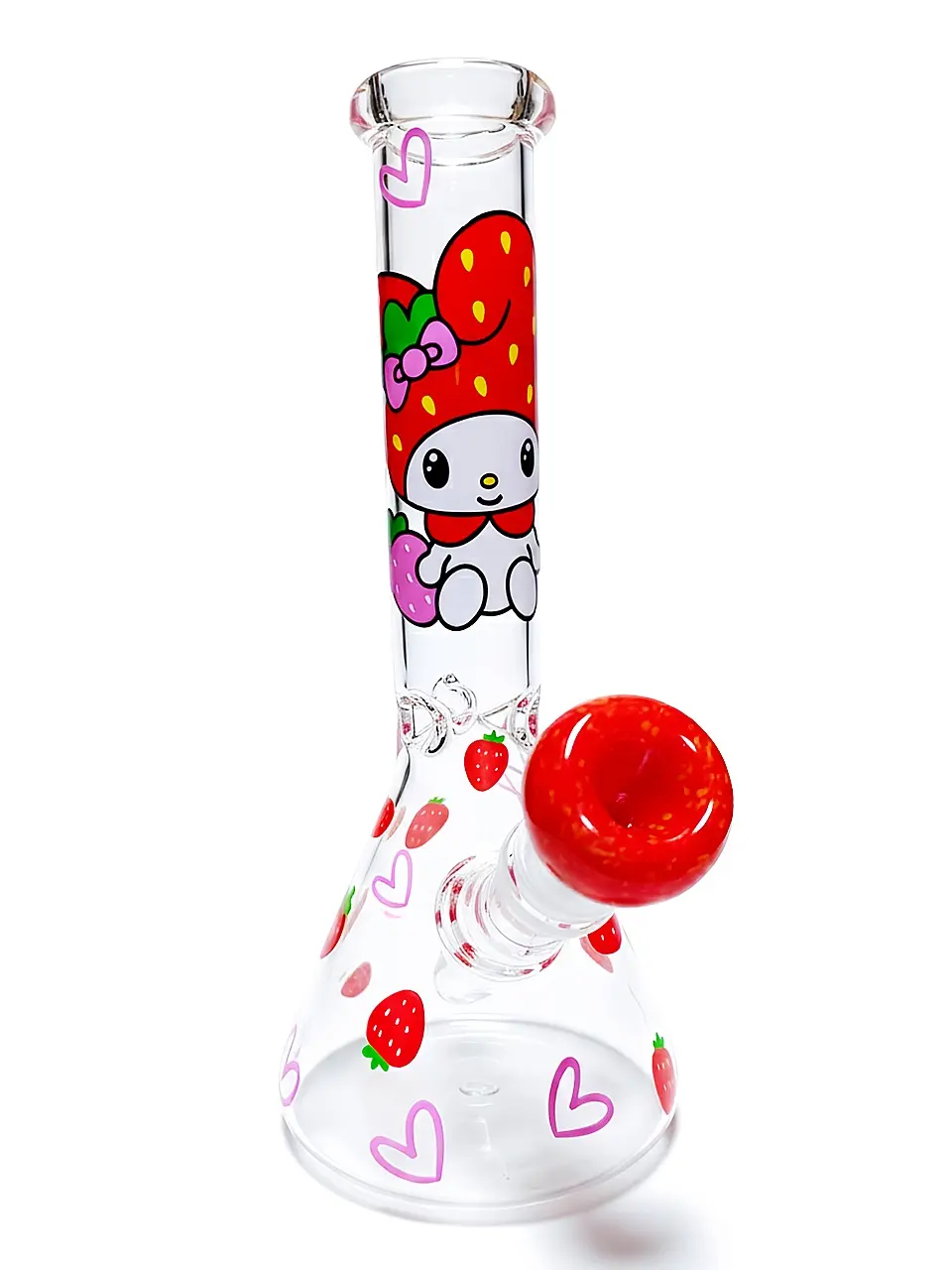 10-Inch My Melody-Inspired Strawberry Sweetheart Beaker Glass Bong