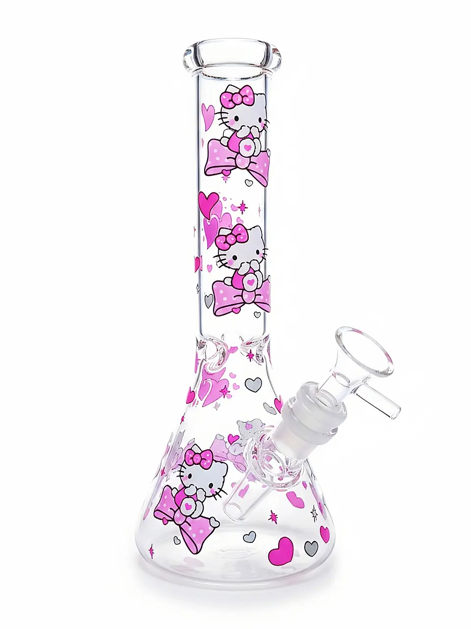 10-Inch Pink Sakura Hello Kitty Bow Beaker Glass Bong - Image 3