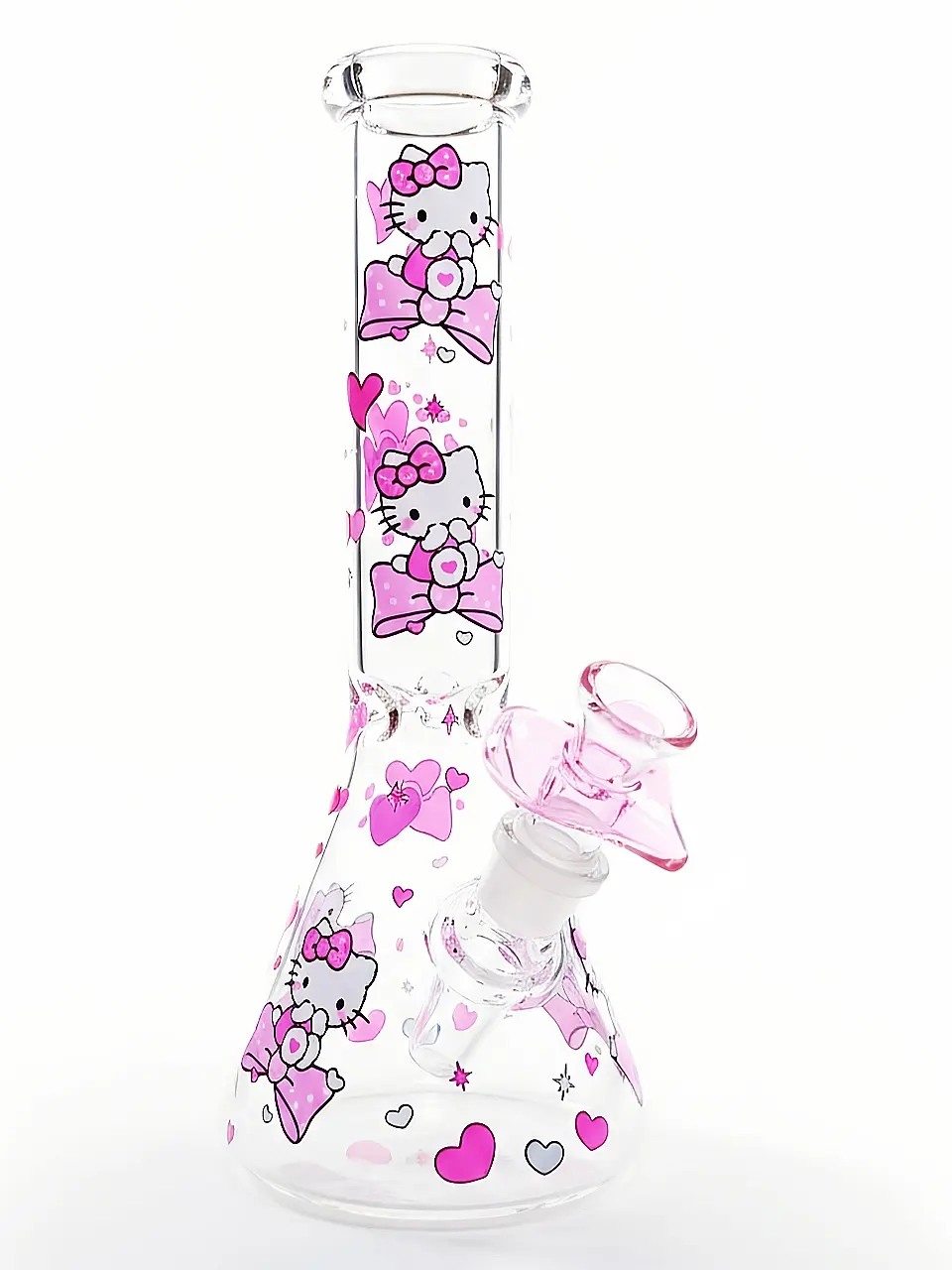 10-Inch Pink Sakura Hello Kitty Bow Beaker Glass Bong