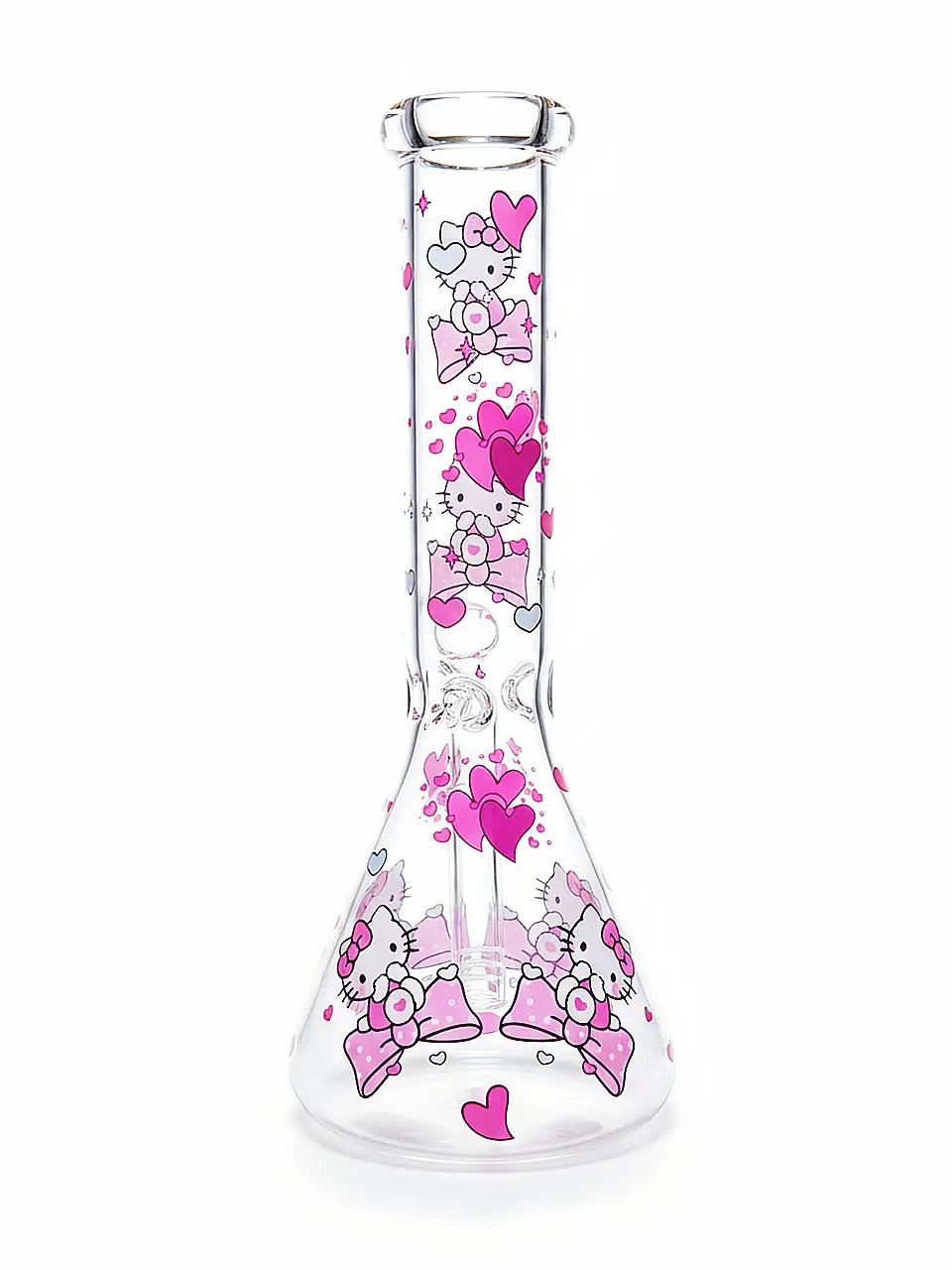 10-Inch Pink Sakura Hello Kitty Bow Beaker Glass Bong - Image 2