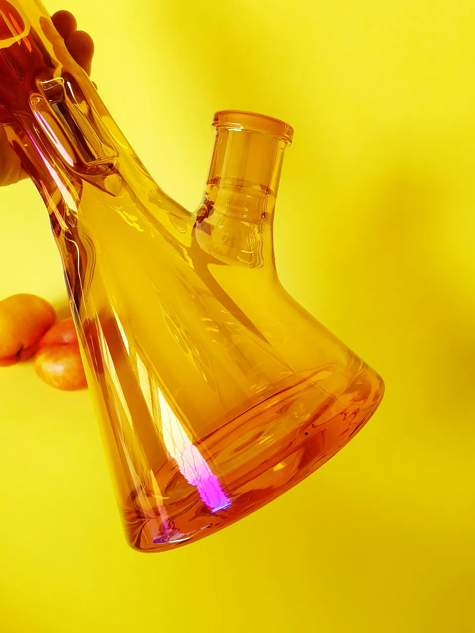 12-Inch Iridescent Orange 9mm Glass Beaker Bong - Image 4