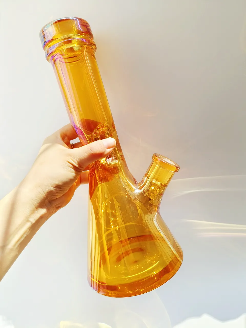 12-Inch Iridescent Orange 9mm Glass Beaker Bong - Image 2