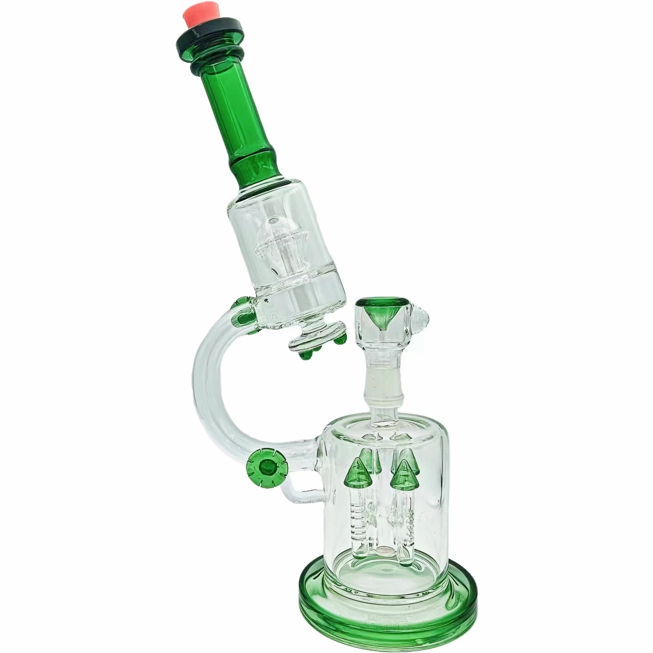 13 Inch Scientific Microscope Quad Rocket Perc Borosilicate Glass Bong