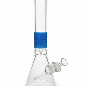 14-Inch 7mm Heavy-Duty Beaker Glass Bong with Blue Spark Band