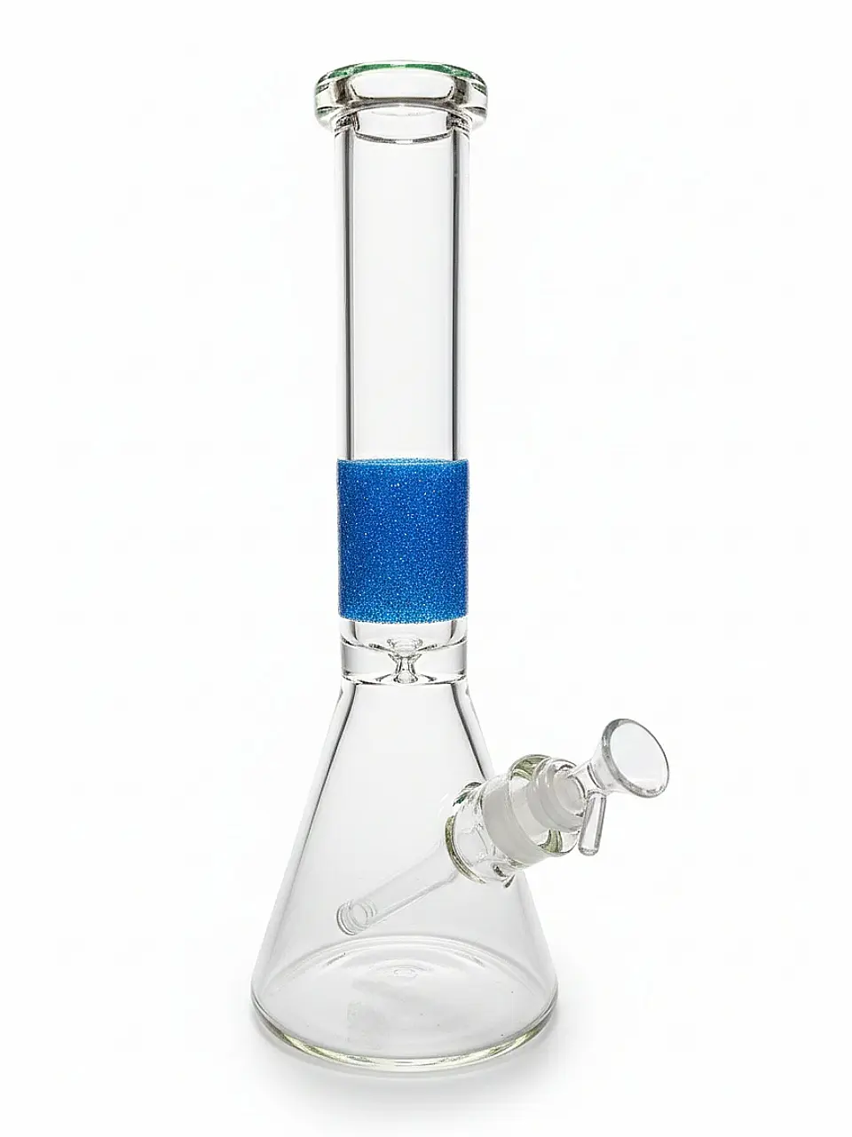 14-Inch 7mm Heavy-Duty Beaker Glass Bong with Blue Spark Band